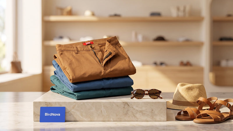 Shorts chino homme Depart camel bleu vert ete Algerie BirdNova