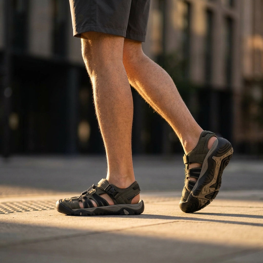 Sandales Hi-tec Shaol Bay Sea Turtle-taupe porté en contexte urbain hommes  vue compéte- BirdNova Algérie