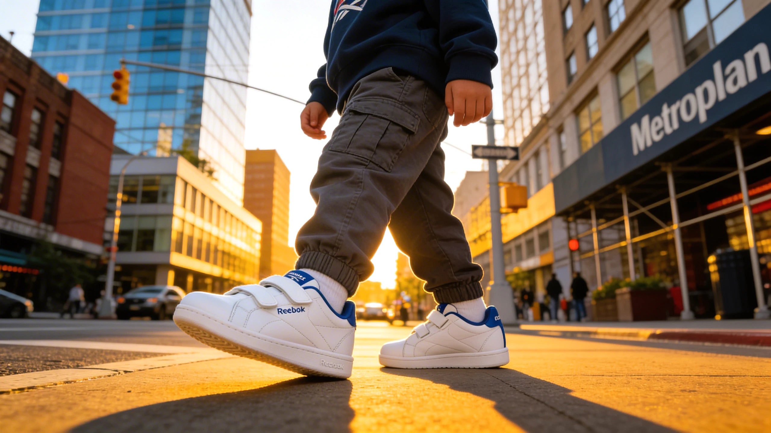 Baskets Reebok Royal Complete Clean 2.0 porté en contexte urbain enfant et bébé - BirdNova Algérie
