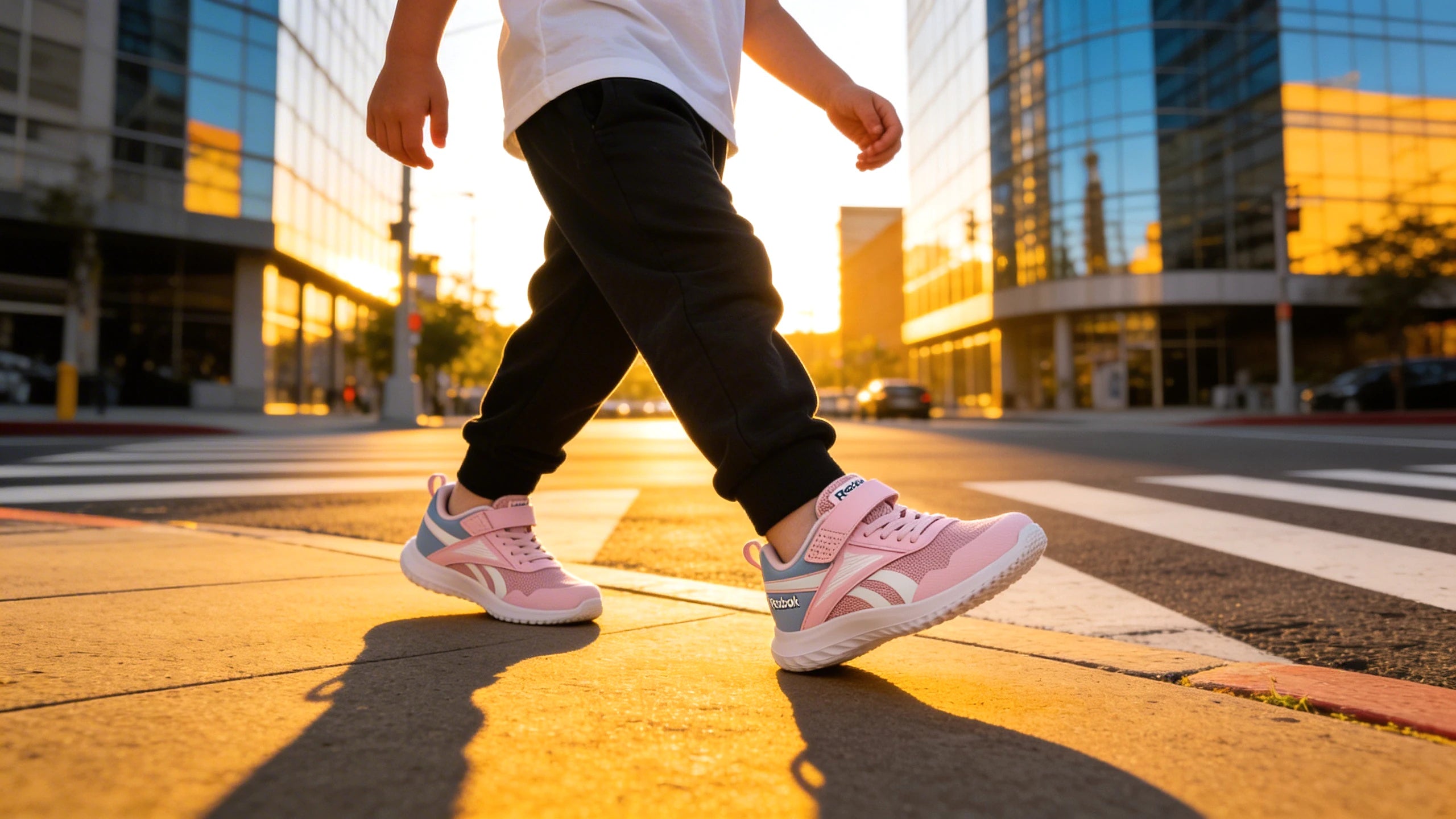 Baskets Reebok Rush Runner 5 porté en contexte urbain enfant et bébé - BirdNova Algérie