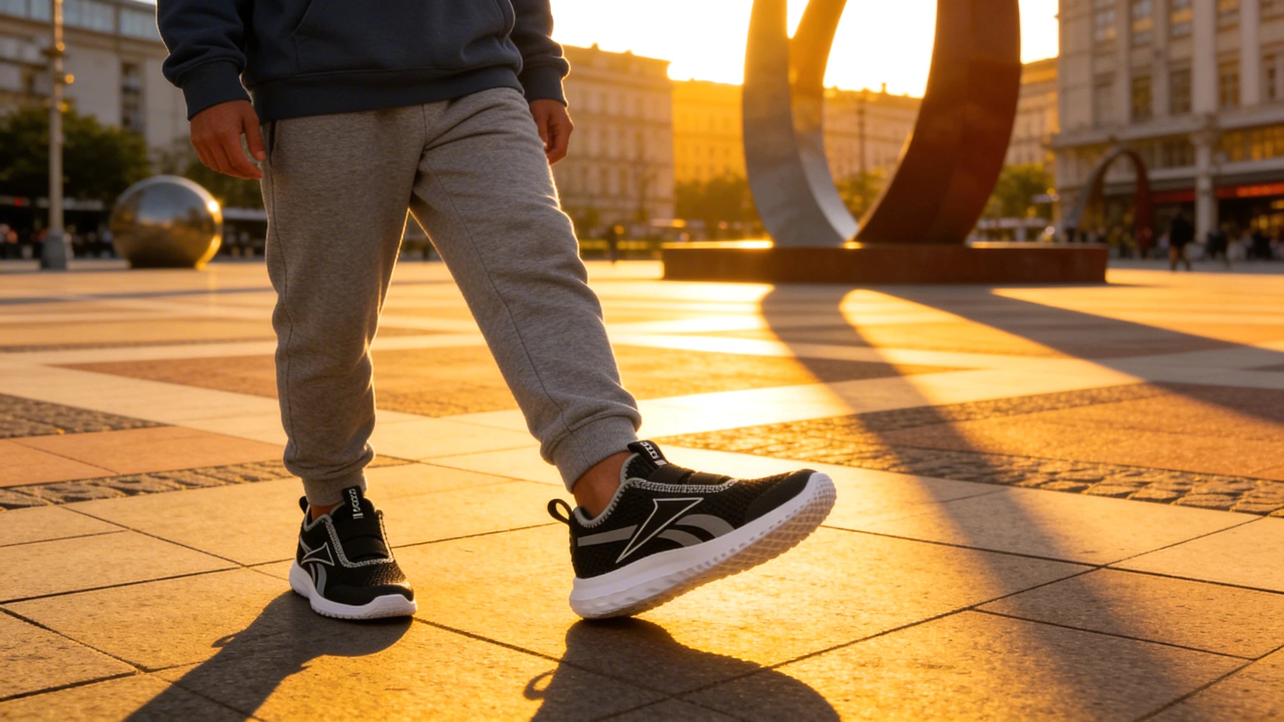 Baskets Reebok Rush Runner Slip On porté en contexte urbain enfant et bébé - BirdNova Algérie