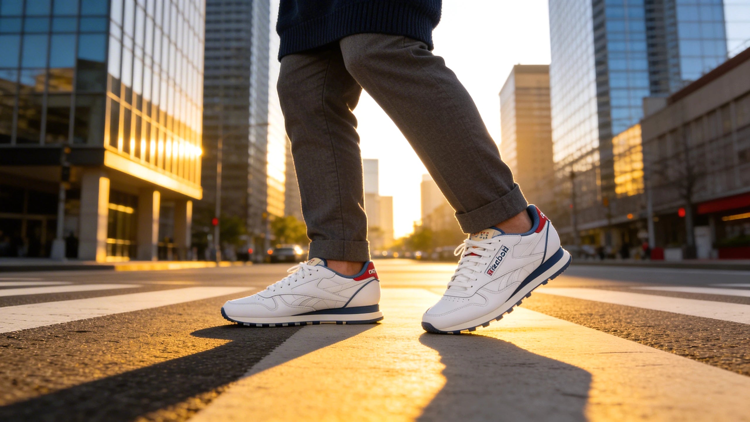 Baskets Reebok Basket  Classic Leather porté en contexte urbain hommes - BirdNova Algérie