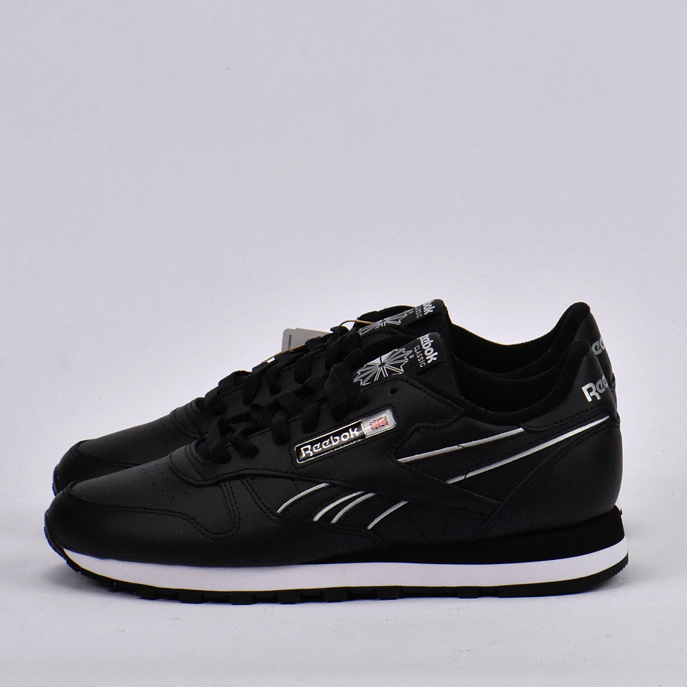 Baskets Hommes Reebok Classic Leather Black/Black/White vue de profil gauche - BirdNova Algérie