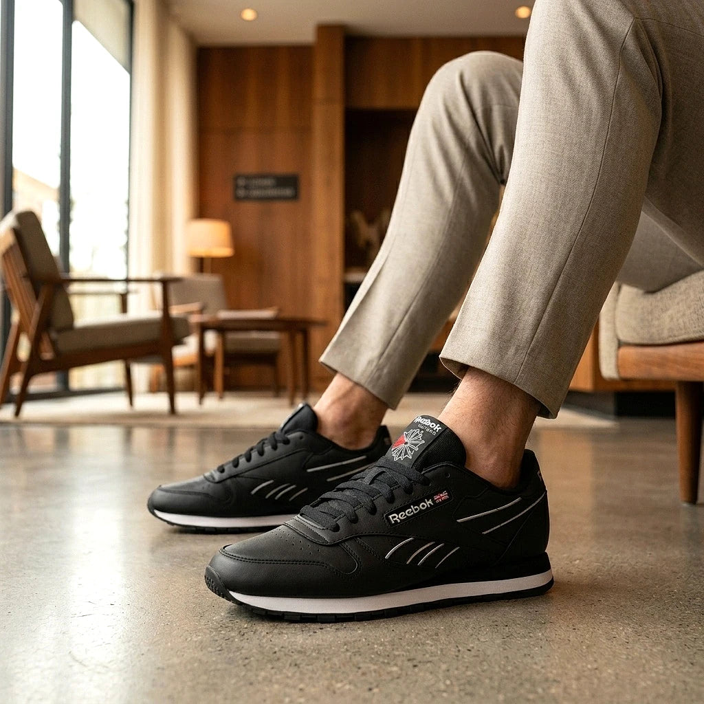Baskets Reebok Classic Leather Black/black/white confort optimal hommes - BirdNova Algérie