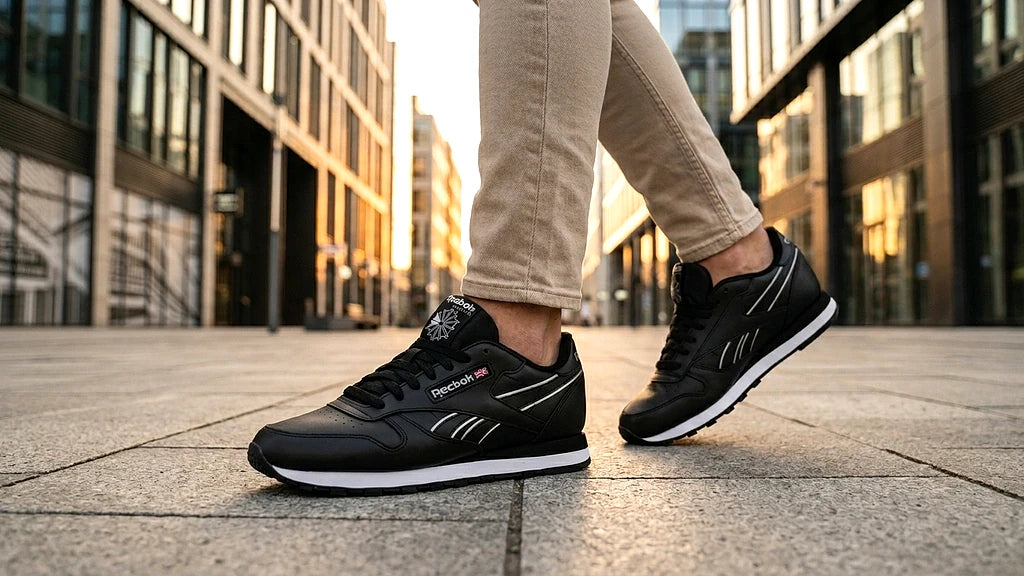 Baskets Reebok Classic Leather Black/black/white look complet hommes - BirdNova Algérie