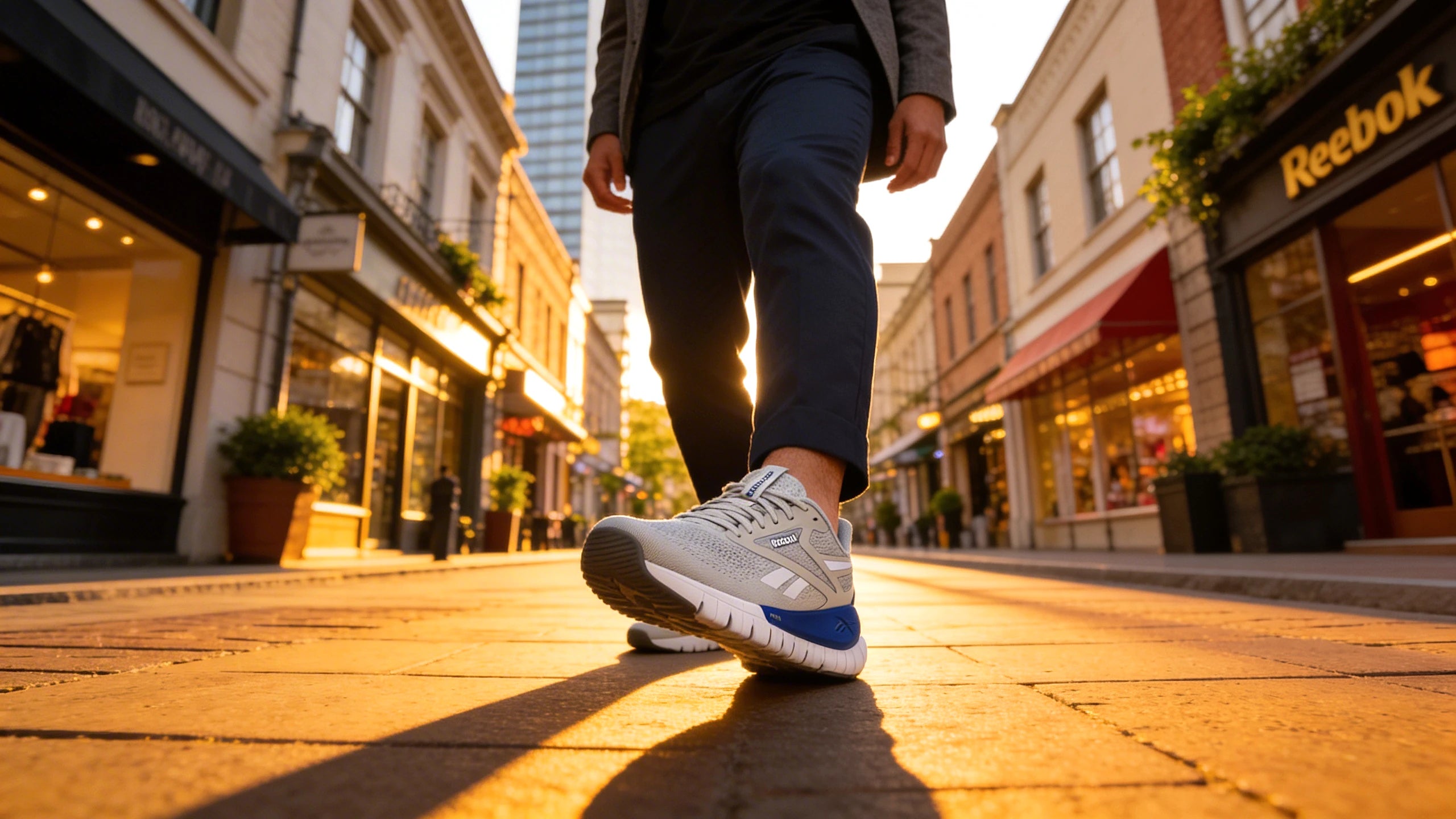 Baskets Reebok Flex Trainer porté en contexte urbain hommes - BirdNova Algérie