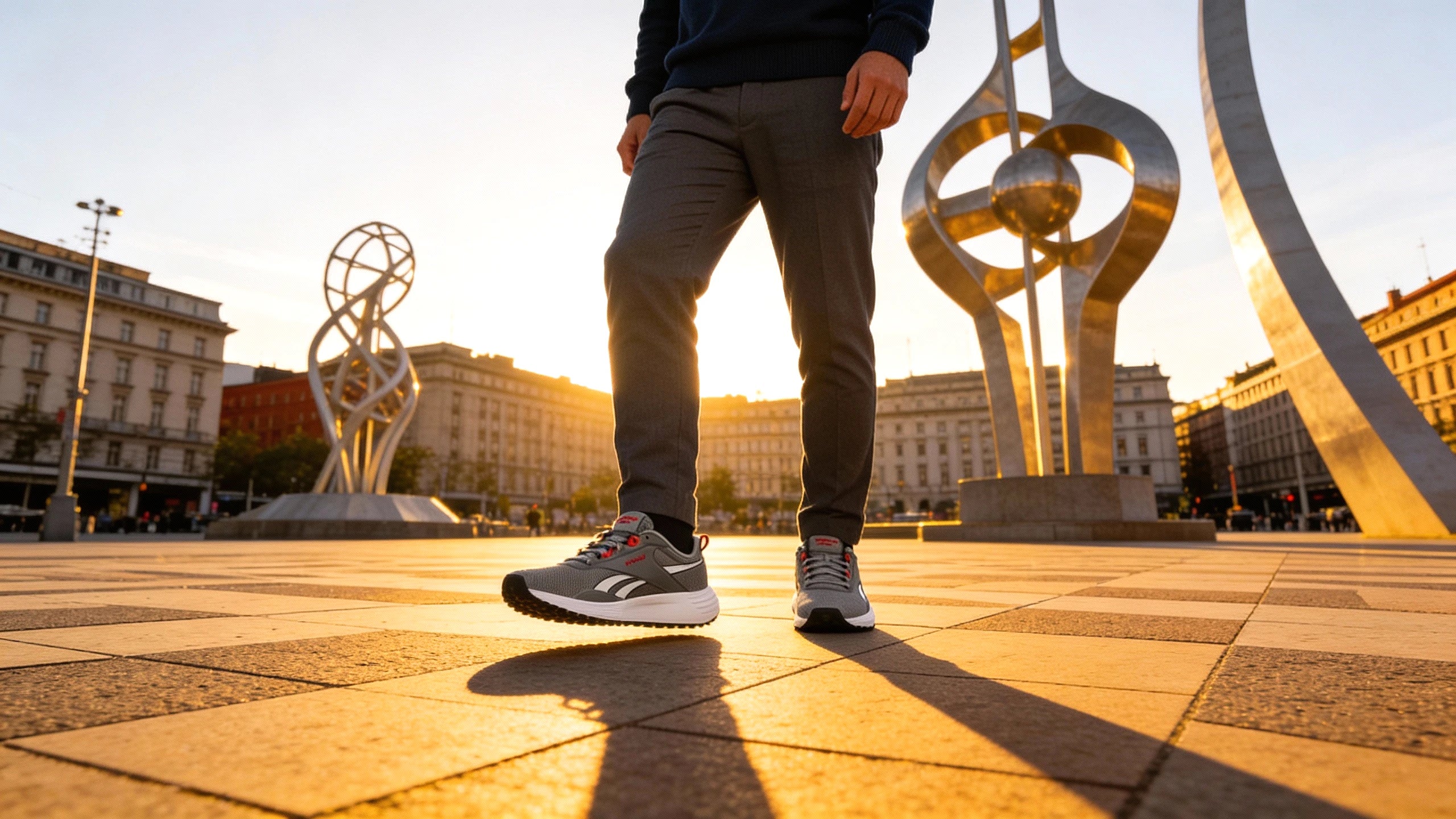 Baskets Reebok Lite Plus 4 porté en contexte urbain hommes - BirdNova Algérie