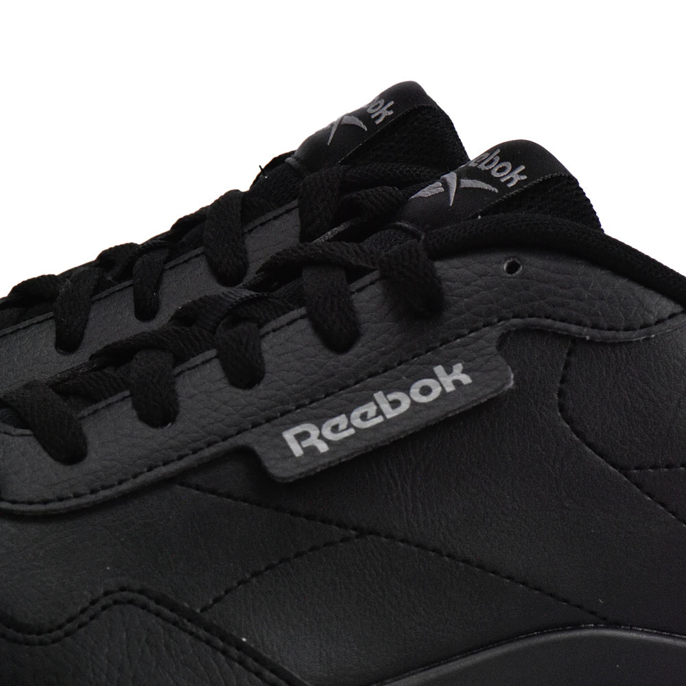 Détail logo Reebok sur le côté et lacets des Baskets Hommes Reebok Ramble Black/Black/Grey5 - BirdNova Algérie
