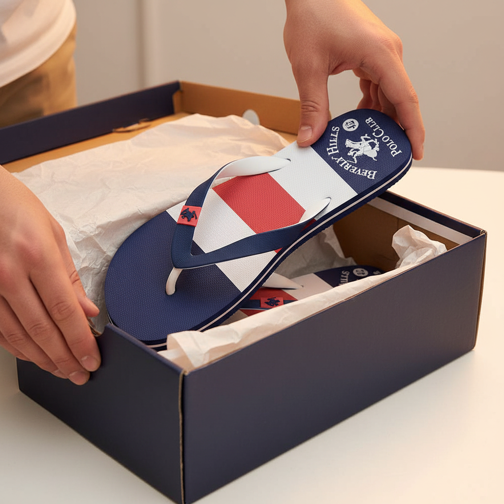 Unboxing tong homme Beverly Hills Polo Club BHPC 2783 Navy boîte officielle – BirdNova Algérie