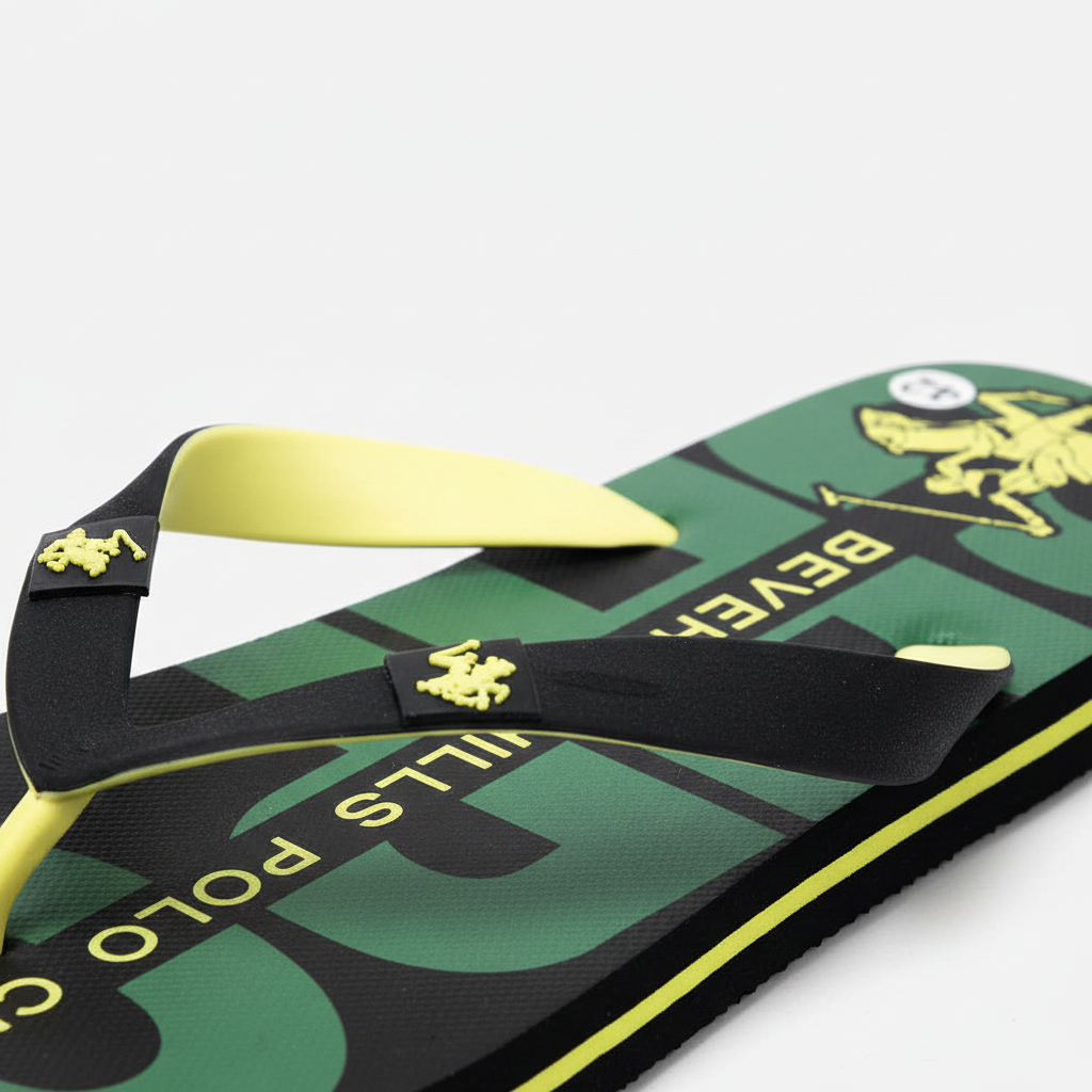 Détail imprimé BHPC vert logo polo player tong homme Beverly Hills Polo Club 2785 – BirdNova Algérie