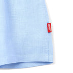 Depart Chemise Lin Bleu Ciel — texture lin et étiquette sur la manche, original BirdNova Algérie