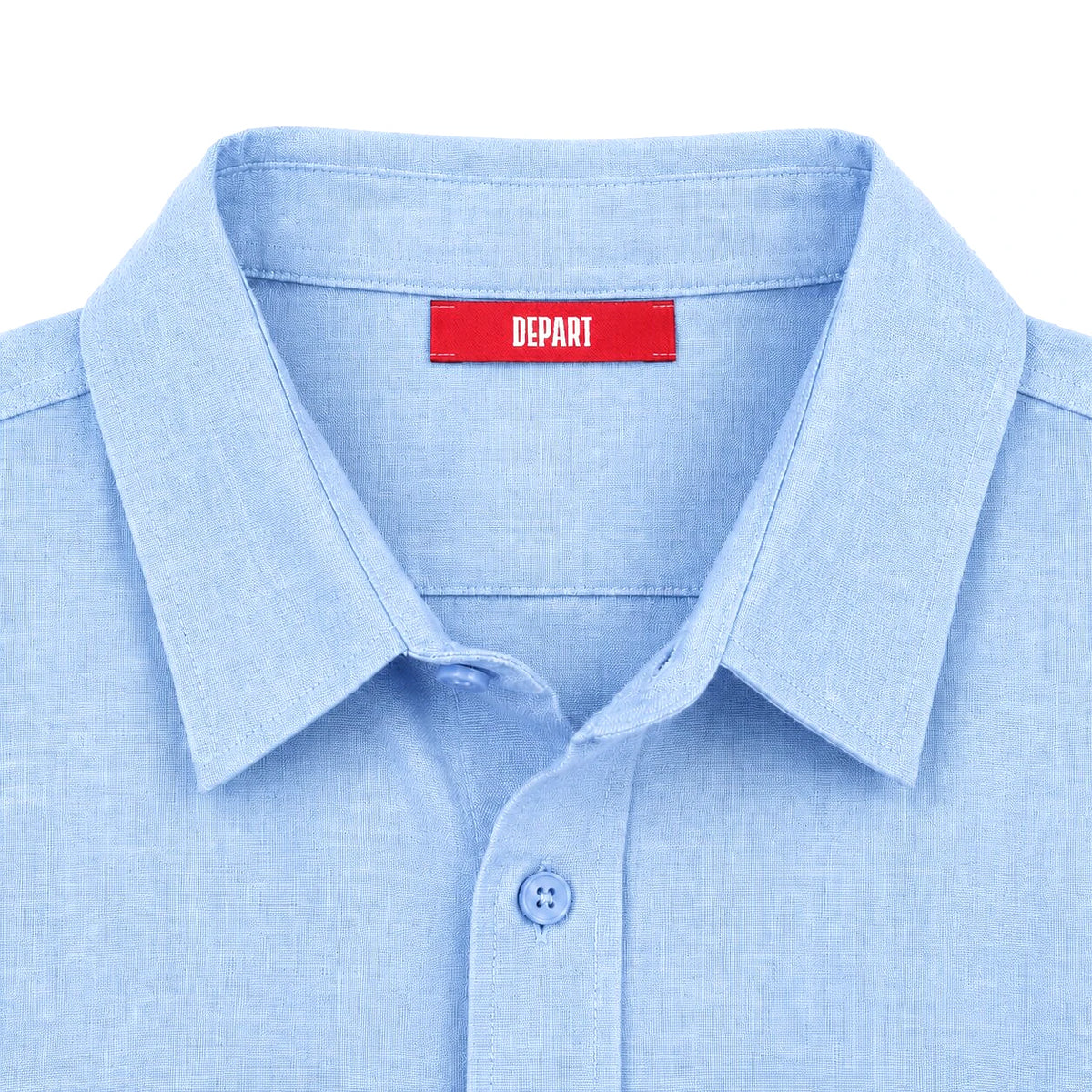 Depart Chemise Lin Bleu Ciel — col et étiquette rouge, original BirdNova Algérie
