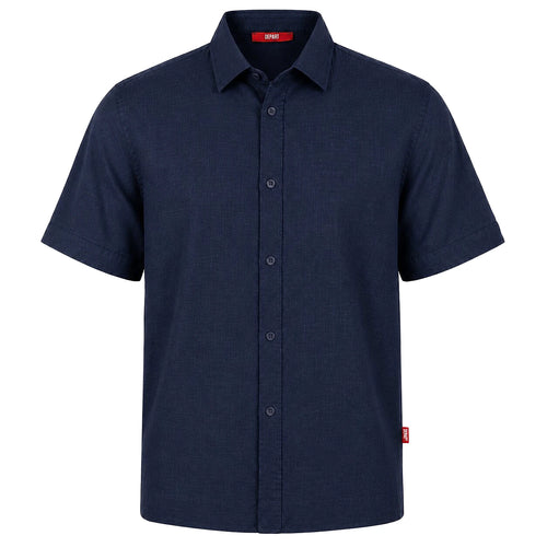 Depart Chemise En Lin Bleu Marine Homme — vue de face, original BirdNova Algérie
