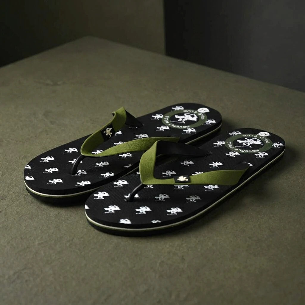 Beverly Hills Polo Club Claquette Motif Repete Noir - semelle detail | BirdNova