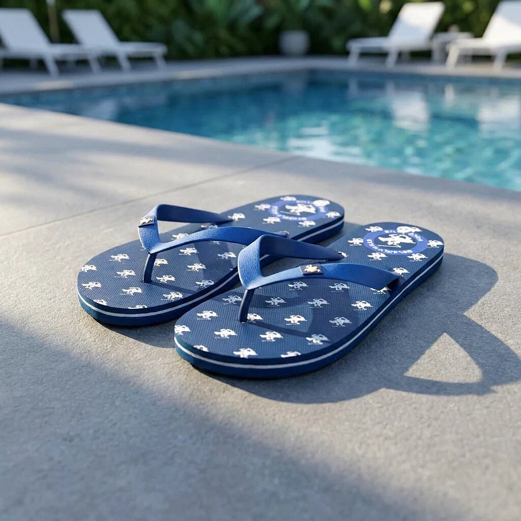 Beverly Hills Polo Club Claquette Motif Repete Bleu Marine - vue 5 | BirdNova