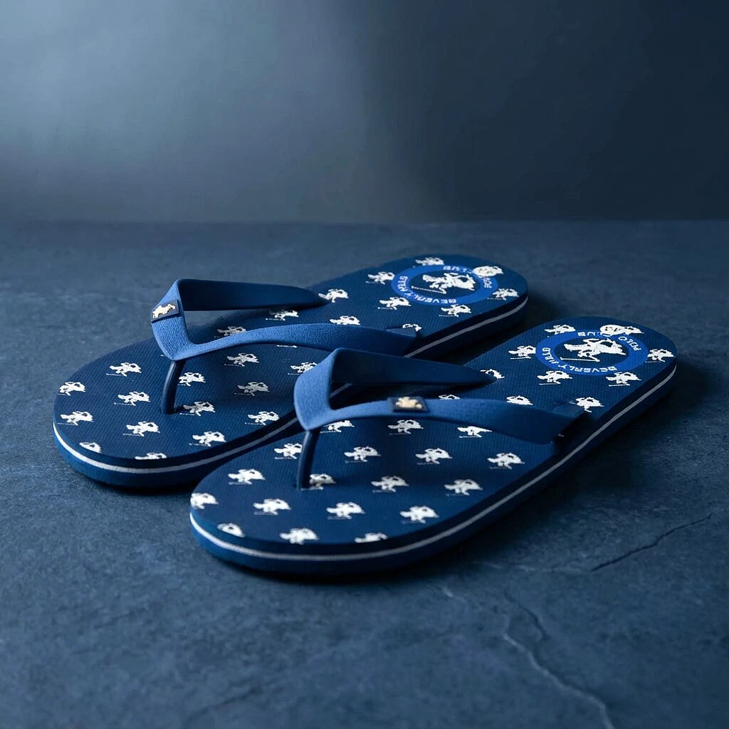 Beverly Hills Polo Club Claquette Motif Repete Bleu Marine - semelle detail | BirdNova