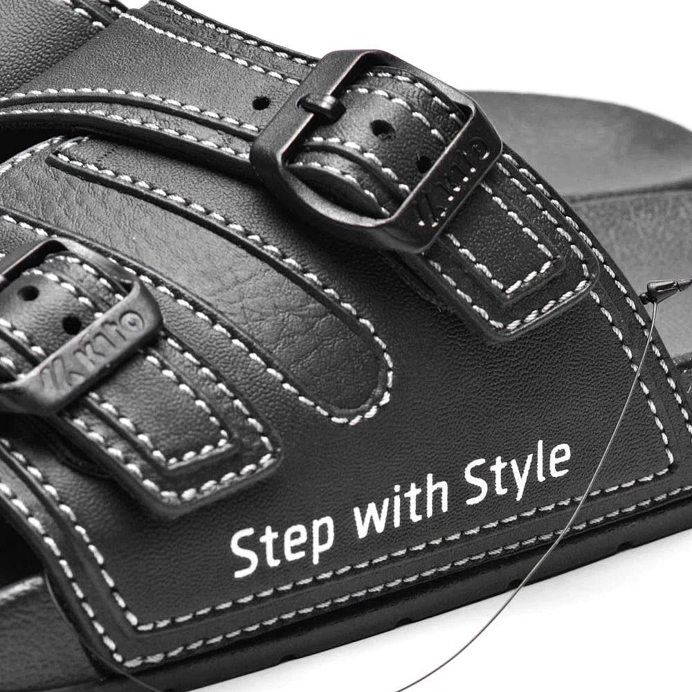 Kito Claquette Noire Homme - detail surpiqures, original BirdNova Algerie