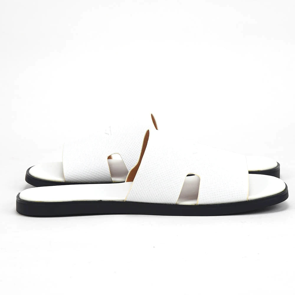VO7 Mule Sahara Blanche vue de profil - claquette homme cuir BirdNova Algerie