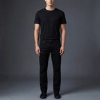 Depart Jean Regular Noir Homme porté avec t-shirt noir — original BirdNova Algérie