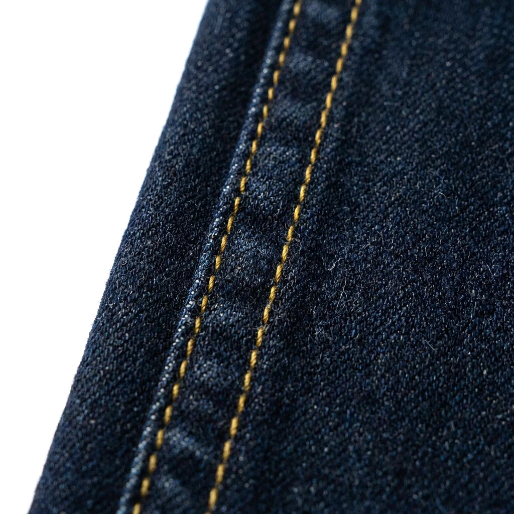 Couture latérale et surpiqûres moutarde du Depart Jean Skinny Bleu — original BirdNova Algérie