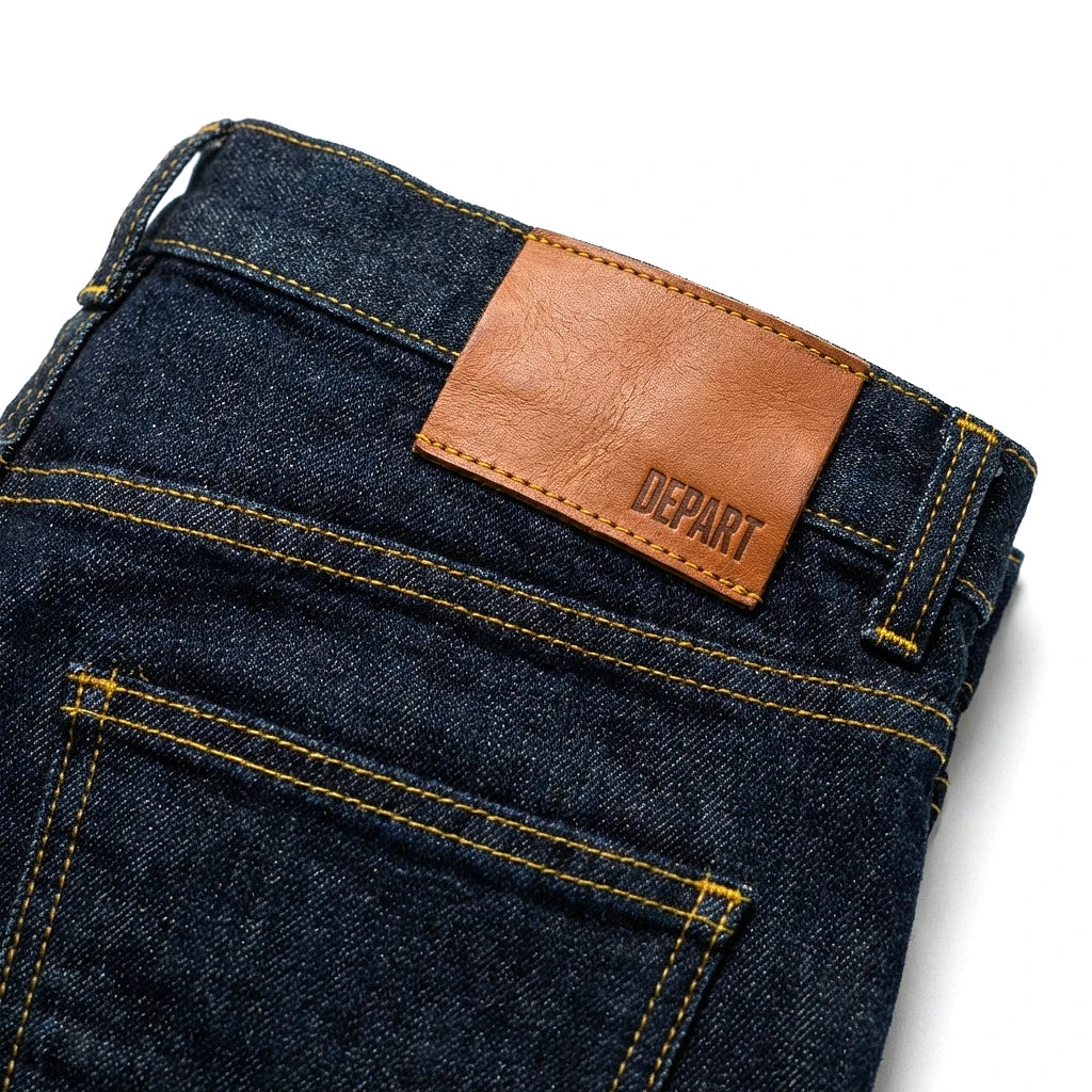 Patch cuir orange du Depart Jean Skinny Bleu — original BirdNova Algérie