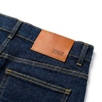 Patch cuir orange du Depart Jean Slim Bleu Foncé — original BirdNova Algérie