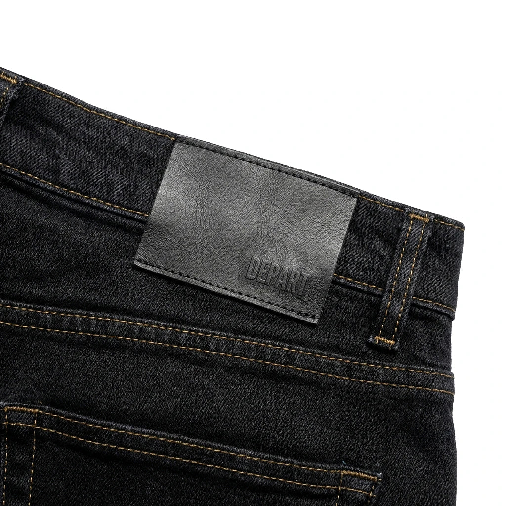 Patch cuir noir gaufré du Depart Jean Slim Noir — jean original BirdNova Algérie