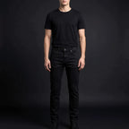 Depart Jean Slim Noir Homme porté avec t-shirt noir — jean original BirdNova Algérie
