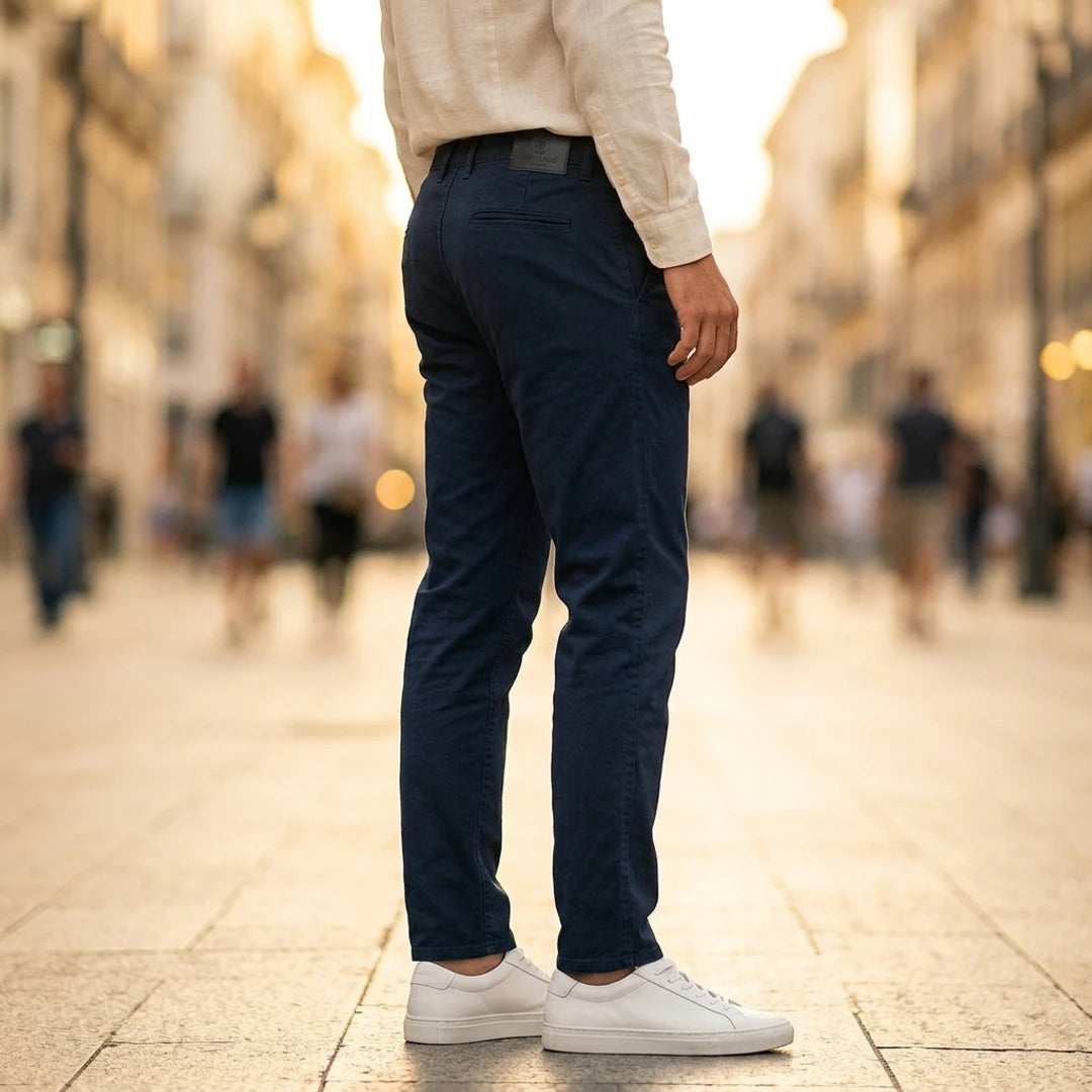 Pantalons Vêtements homme Lumberjack Jogger Navy profil droit en situation - BirdNova Algérie
