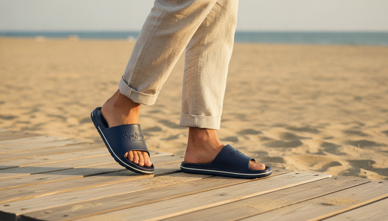 Pepe Jeans Beach Slide Bleu Marine porte en exterieur - original BirdNova Algerie