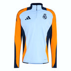 Adidas Haut Real Madrid Bleu Ciel, vue à plat avec écusson et demi-zip, BirdNova Algérie