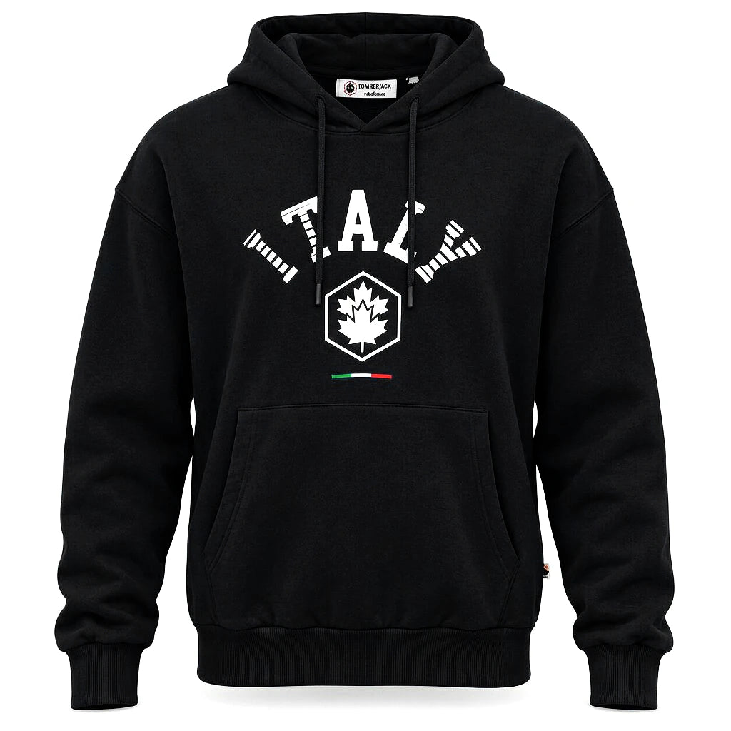 Lumberjack Hoodie Italy Noir Homme — vue de face avec lettrage ITALY, original BirdNova Algérie