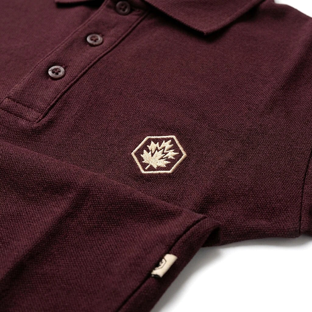 Lumberjack Polo Essentials Bordeaux — détail logo brodé, original BirdNova Algérie