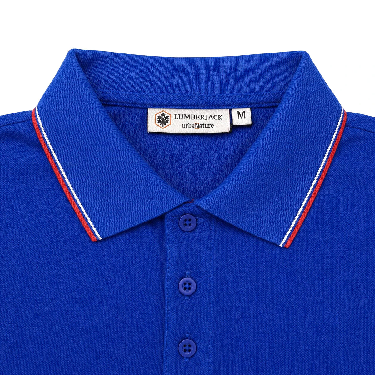 Col à liserés blanc et rouge du Lumberjack Polo Bleu Roi — original BirdNova Algérie