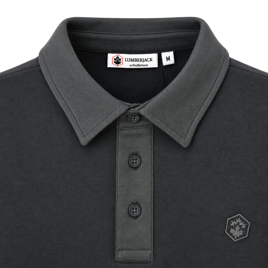 Lumberjack Polo Manches Longues Gris — col ton sur ton et étiquette, original BirdNova Algérie