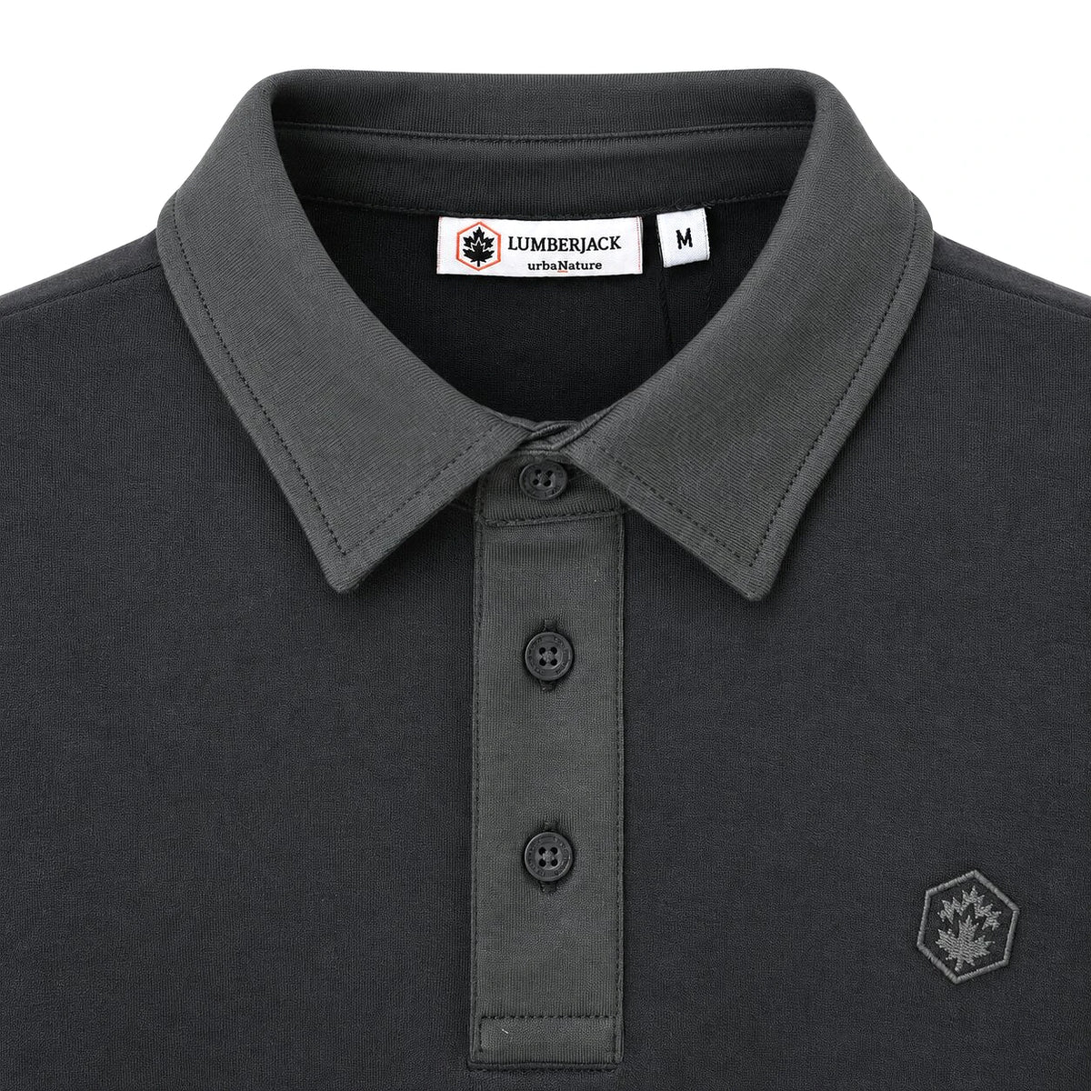Lumberjack Polo Manches Longues Gris — col ton sur ton et étiquette, original BirdNova Algérie