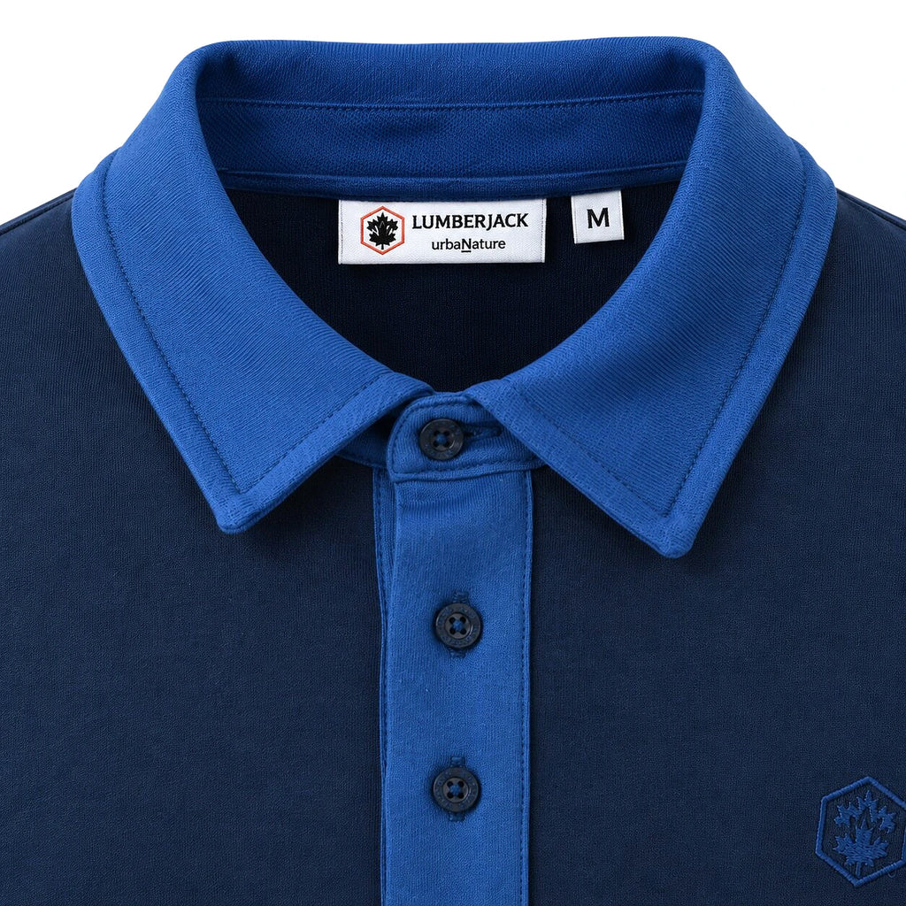 Lumberjack Polo Manches Longues Marine — col bleu roi et étiquette, original BirdNova Algérie