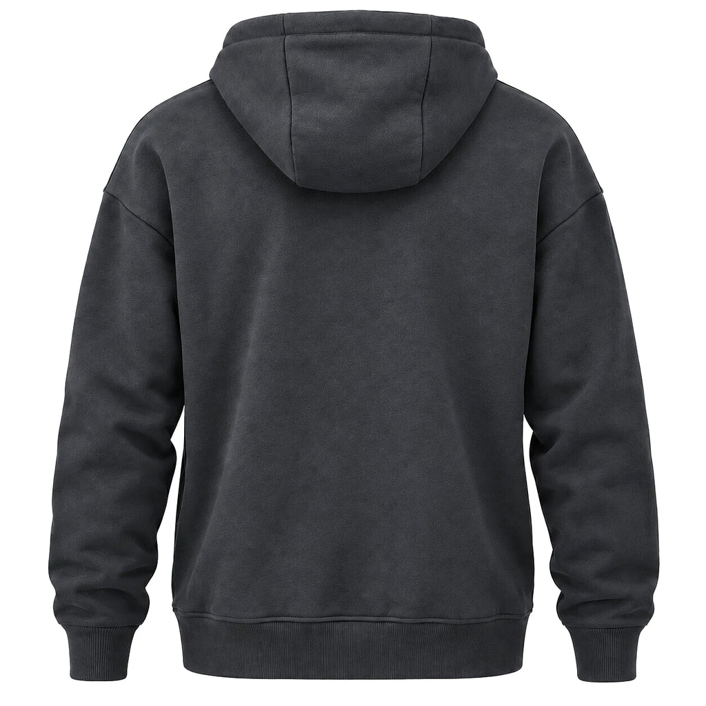 Lumberjack Zip Hoodie Gris Anthracite — vue de dos avec capuche, original BirdNova Algérie