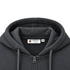 Lumberjack Zip Hoodie Gris Anthracite — col, zip et étiquette en gros plan, original BirdNova Algérie
