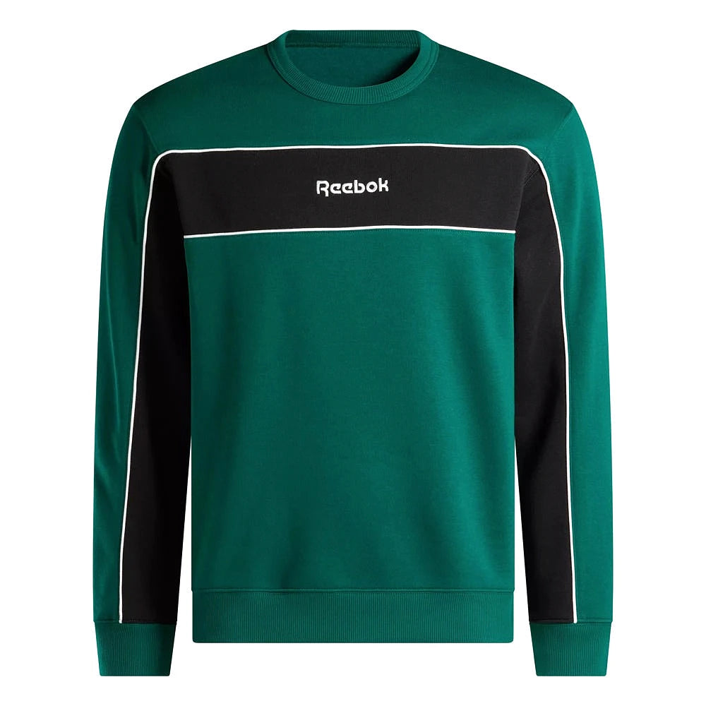 Reebok Sweat Vert, vue à plat des blocs vert et noir et des liserés blancs, BirdNova Algérie