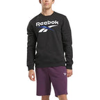 Reebok Sweat Noir Homme, vue de face portée avec grand logo Vector, BirdNova Algérie