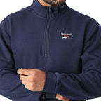 Reebok Sweat Demi-Zip Bleu Marine, gros plan sur le zip et le logo, BirdNova Algérie