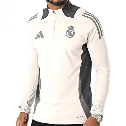 Adidas Haut Real Madrid Beige Homme, vue de face portée, BirdNova Algérie