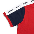 Umbro Polo Rouge — manche marine et bande Umbro blanche, original BirdNova Algérie
