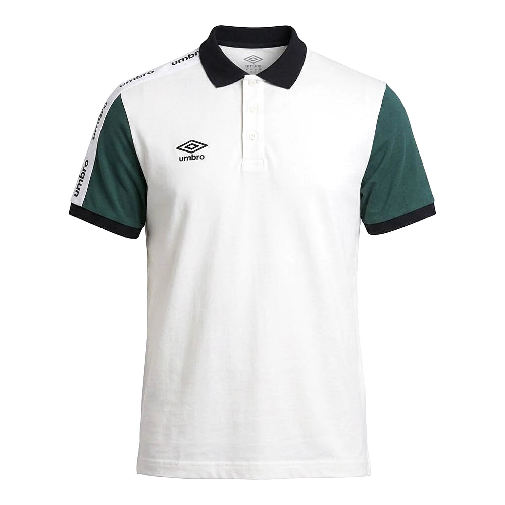 Umbro Polo Blanc Manches Vertes Homme — vue de face, original BirdNova Algérie