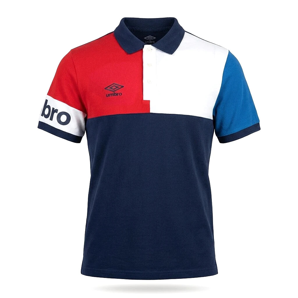 Umbro Polo Colorblock Marine Rouge Blanc Homme — vue de face, original BirdNova Algérie