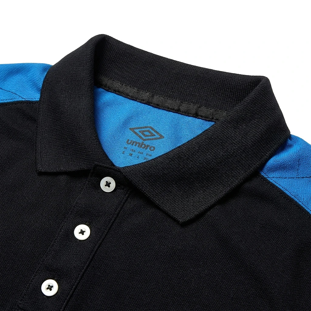 Col noir à trois boutons du polo Umbro noir et bleu — original BirdNova Algérie