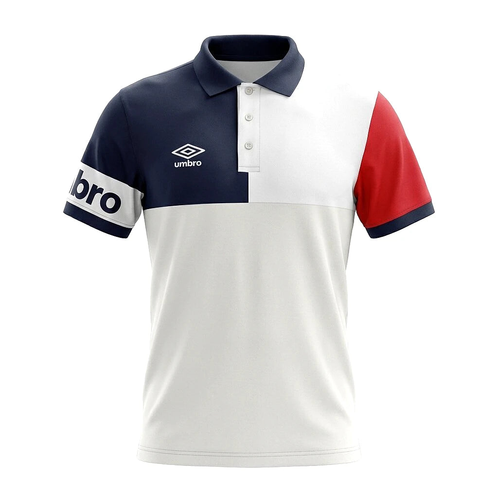 Umbro Polo Blanc Marine Et Rouge Homme — vue de face, original BirdNova Algérie