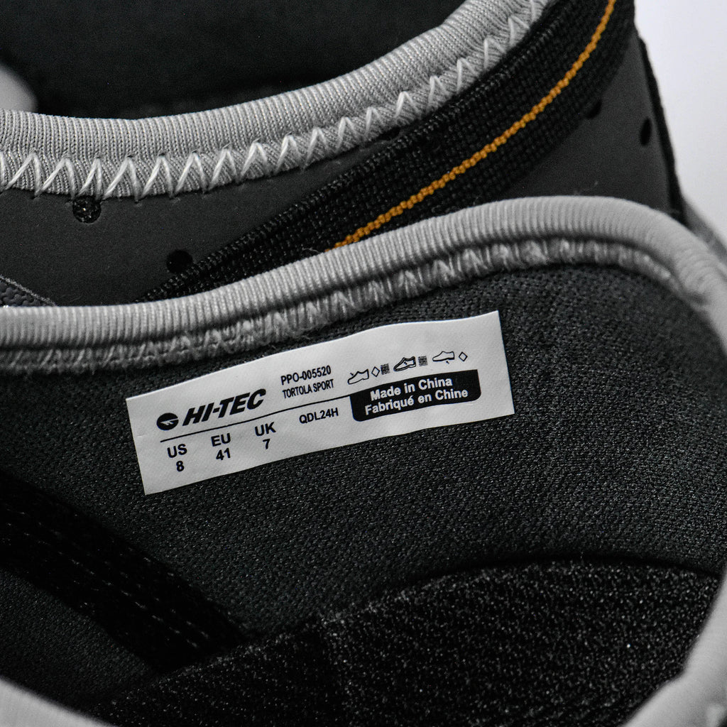 Détail de l'étiquette intérieure des Sandales Hommes Hi-tec Tortola Sport Charcoal - BirdNova Algérie