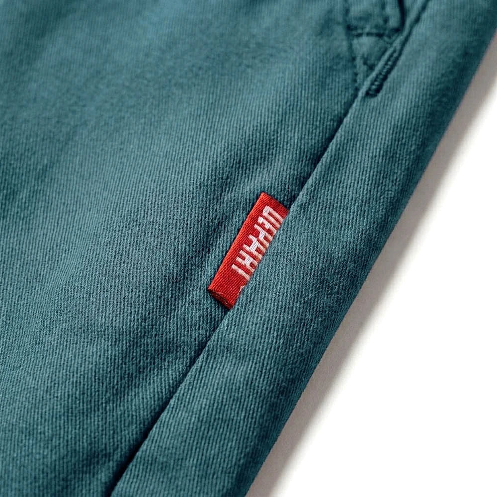 Depart Short Chino Vert Canard — texture du tissu et étiquette, original BirdNova Algérie
